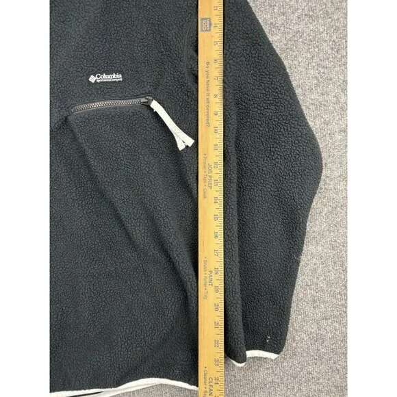 Columbia Fleece Pullover Mens Medium Gray Snap Front Mock Neck Pocket Warm - Picture 4 of 7